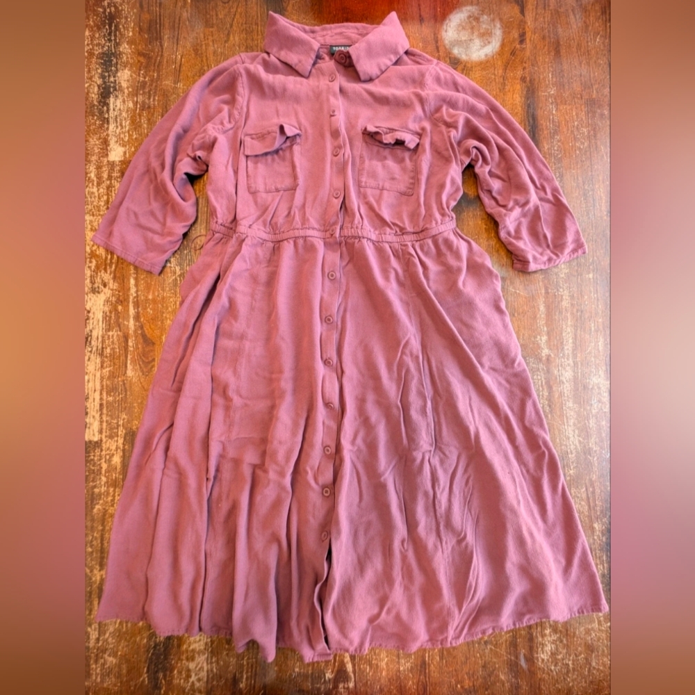 Torrid Mauve Midi Dress 1X Chic Trendy Plus Size Soft Flowy Casual Pockets Used